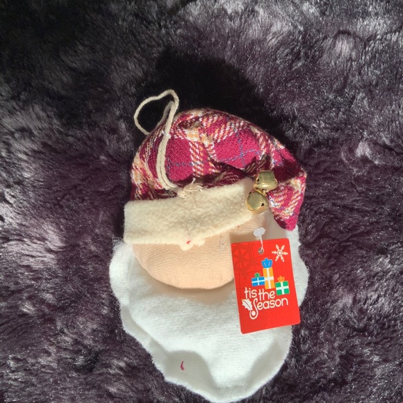 🌼 2/$10🌼  Plush Santa Ornament - Maroon Plaid - Picture 2 of 3